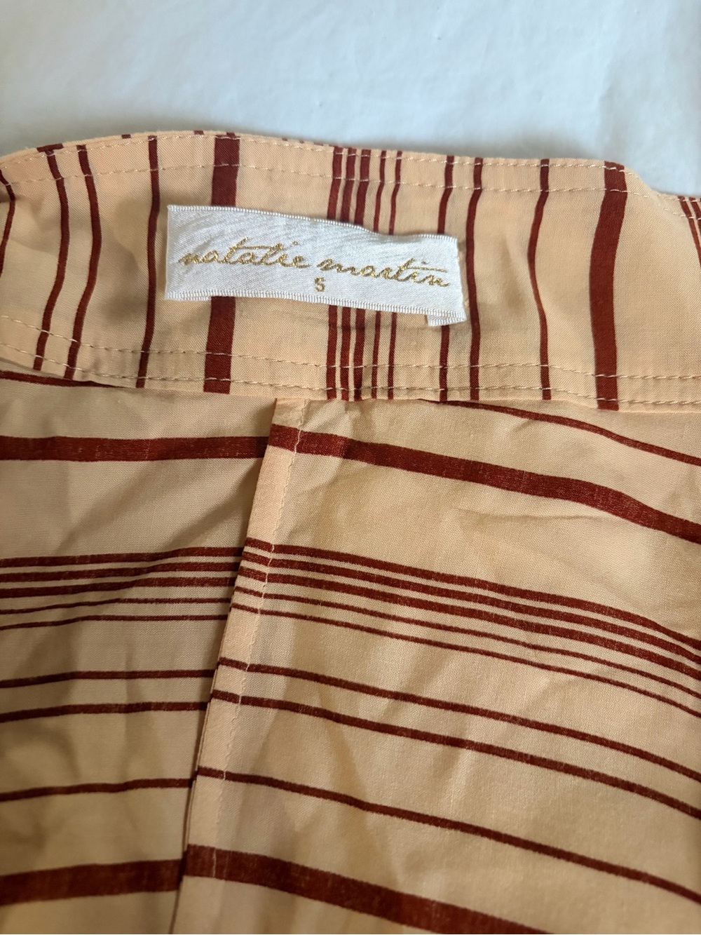 Natalie Martin Cream Top with Rust Stripes